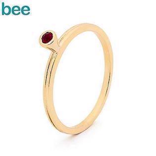 Bee Jewelry Goldring in 9 kt. mit rotem Rubin